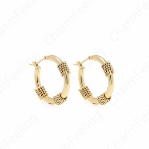 Dunne gouden oorbellen, sierlijke oorbellen, holle oorbellen, 18K goud gevulde ronde oorbellen, oorbel charme, DIY sieraden accessoires, 27x26.5x5mm