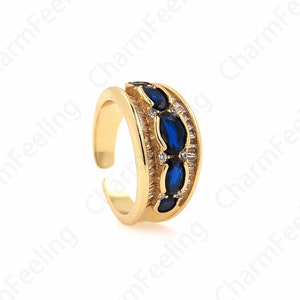 Anillo delgado minimalista Micropavé CZ, anillo ajustable, anillo diario relleno de oro de 18 quilates, anillo apilable, anillo abierto de oro, encanto simple