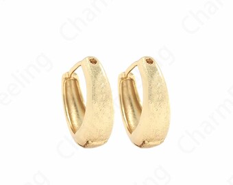 1 Pair 18K Gold Filled Hoop,Hammered Earrings,Twist Earrings,Thick Earrings,Simple Earrings, Perfect Gift for Her and Girls,16.7x15.4x6mm