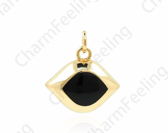 Eye Charm, 18K Gold Filled Enamel Eye Pendant,Enamel Charm,Eye Necklace, DIY Jewelry Accessories, 18x17x6.5mm