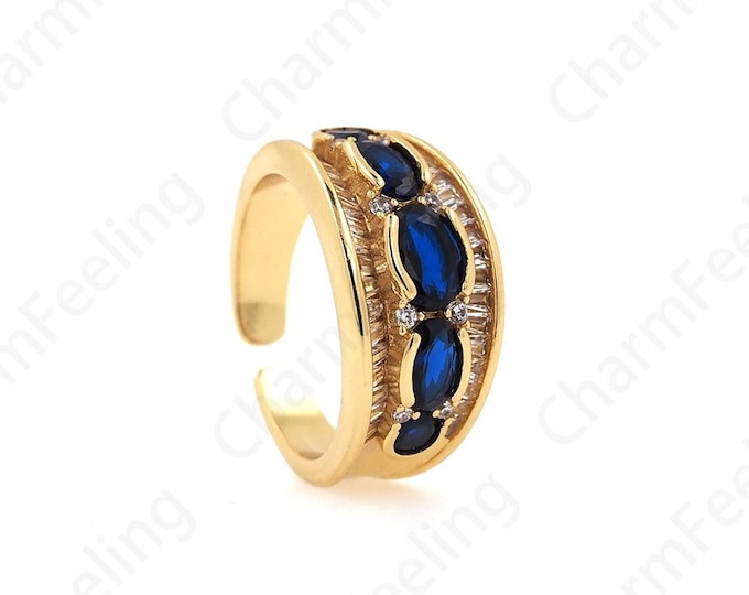 Micropavé CZ Minimalist Thin Ring, Adjustable Ring, 18K Gold Filled Daily Ring, Stackable Ring, Gold Open Ring, Simple Charm