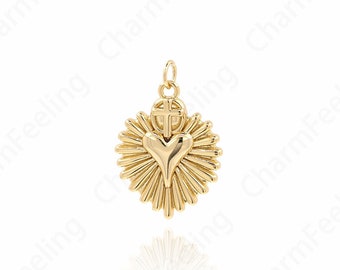 Dainty Heart Pendant, 18K Gold Filled Love Charm,Love Necklace, Heart Charm, Gift for Her, DIY Jewelry Accessories,28x19x3.5mm