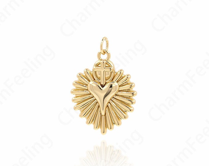 Dainty Heart Pendant, 18K Gold Filled Love Charm,Love Necklace, Heart Charm, Gift for Her, DIY Jewelry Accessories,28x19x3.5mm