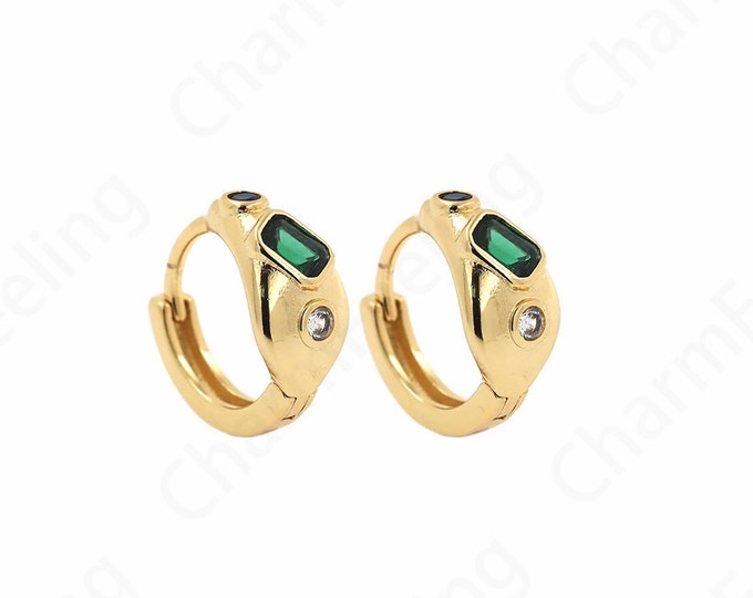1 Pair,Gold Earrings, Round Earrings, Micropavé CZ Simple Round Earrings, 18K Gold Filled Eye Earrings,Gift For Her, 14x12.8x6.6mm