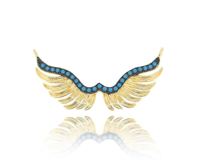 wing connector,angel wing bracelet,angel wing charms,rhinestone wing 32*21*1.5mm 1pcs
