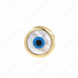 Micropavé CZ Round Shell  Eyes Pendant, Eye Pendant, 18K Gold Filled Round Eye Pendant, DIY Jewelry Accessories, 18.5x18.5x6mm