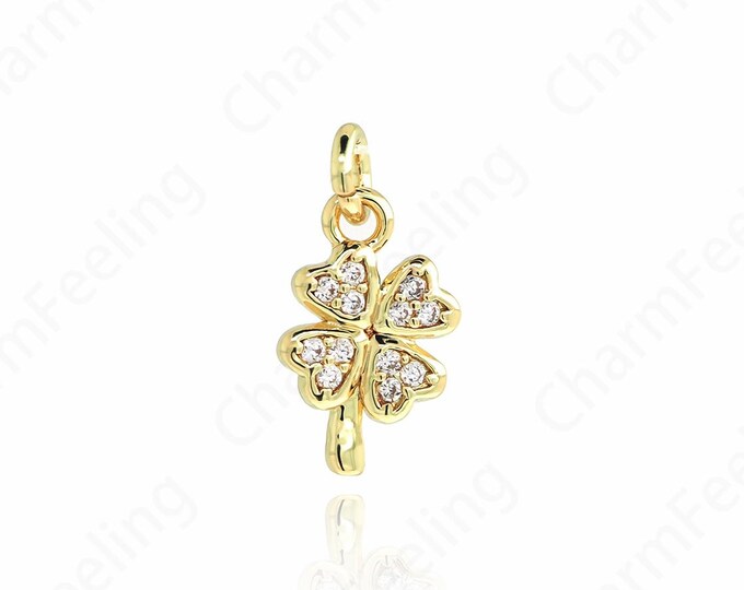18K Gold Filled Flower Pendant,Flower Jewelry,Micropavé CZ Flower Necklace,Beautiful Flower Necklace,Flower Charm,Plant Charm,13.5x6.7x1.6mm