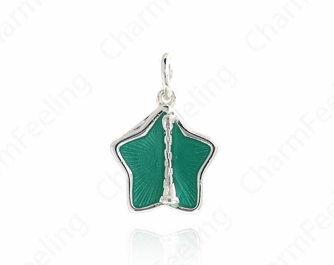 Enamel Charms,Celestial Charm, Silver Filled Star Jewelry, Pentagram Pendant, Micropavé CZ Star Charm,DIY Jewelry Supplies,13.5x12x7.3mm