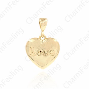 Love Charm,Alphabet LOVE  Pendant,18K Gold Filled Puffed Heart Necklace,Word Necklace,DIY Jewelry Supplies,17x25.5x2.2mm