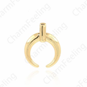 18K Gold Filled Halbmond Anhänger,Horn Charm,Horn Schmuck,Double Horn Anhänger,Horn Halskette,Anhänger,Horn Anhänger,23x18,5x3,2mm
