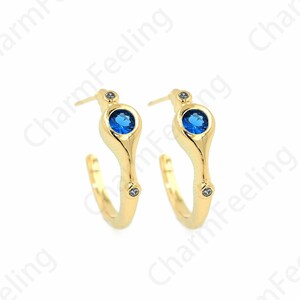 1 Pair,Crescent Moon Charm, Micropavé CZ Crescent Earrings, 18K Gold Filled Moon Earrings,Zircon Earrings, A Gift For Her,21x21x5.5mm