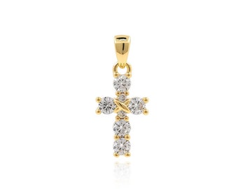 Micropavé CZ Cross Pendant, Religious Charm, 18K Gold Filled Christian Necklace, Faith Charm, DIY Jewelry Accessories, 20x9x3mm