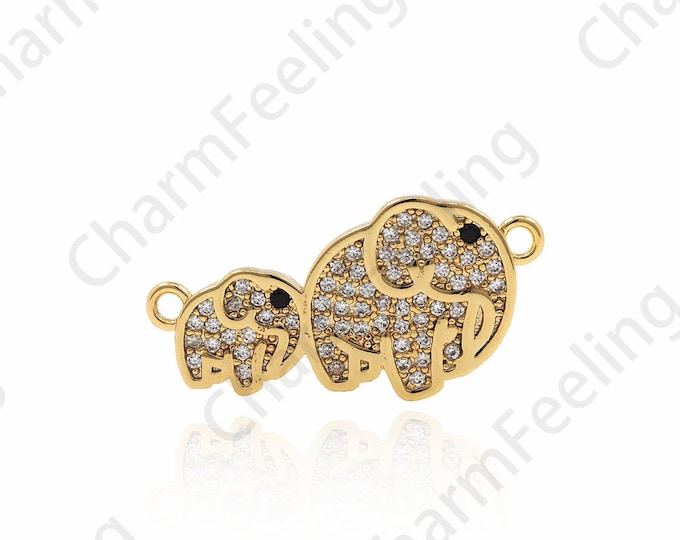Double Hole Size Elephant Pendant, Mother's Love Necklace, Animal Charm, Gift For Her, DIY Jewelry Making Accessories 12×23.5×2.2mm 1pcs