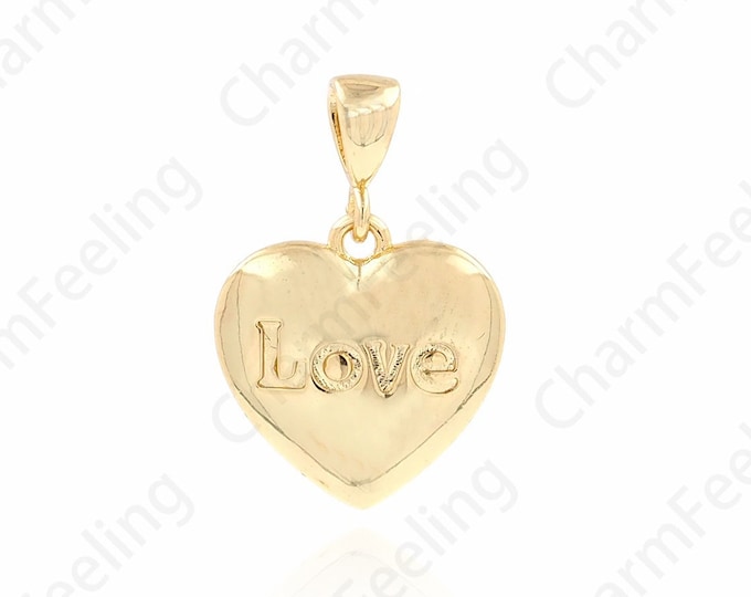 Love Charm,Alphabet LOVE  Pendant,18K Gold Filled Puffed Heart Necklace,Word Necklace,DIY Jewelry Supplies,17x25.5x2.2mm