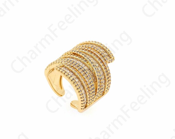 Simple Charm,Minimalist Thin Ring, MicroPavé CZ Daily Ring, Daily Ring, Gold Open Ring, 18K Gold Filled Adjustable Ring,
