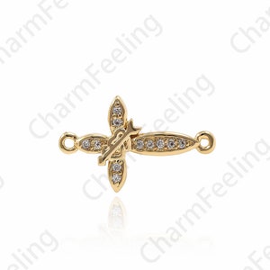 Cross connector,curved cross,delicate cross,gold plated cross,sideway cross 11*17*2mm 1pcs