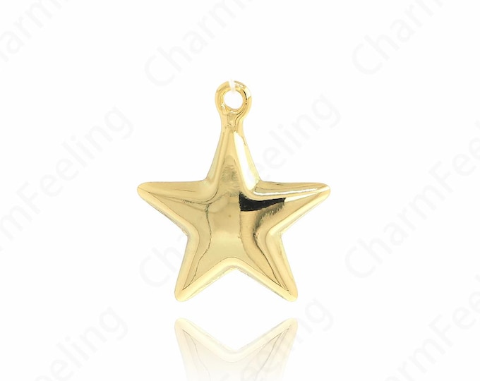 Pentagram Pendant, Dainty Star Charm, 18K Gold Filled Simple Star Charm,Pentagram Charms,DIY Jewelry Supplies, 22.5x19.5x6.5mm