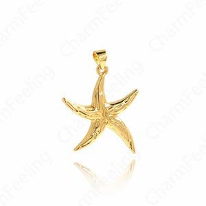 18K Gold Filled Starfish Necklace,Starfish Pendant,Animal Charm,Starfish Charm,Lucky Starfish Pendant, DIY Jewelry Accessories 31x24.5x3mm