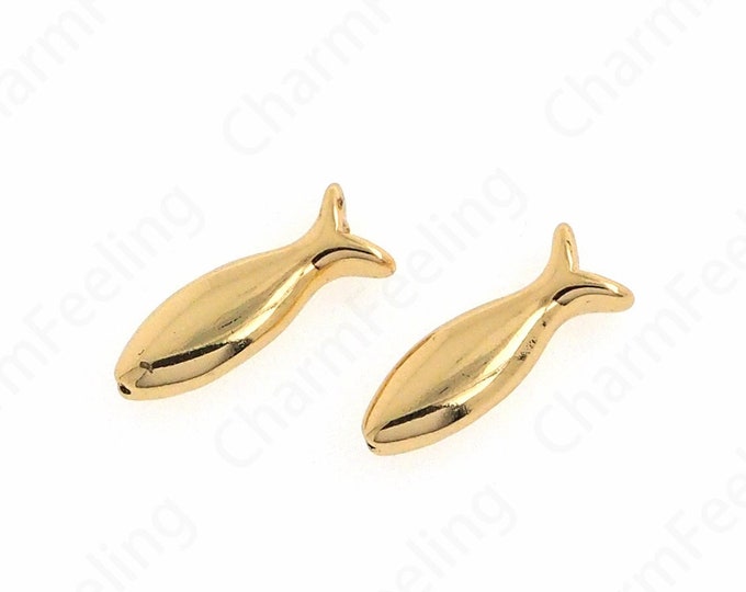 Fish String Beads, 18K Gold Filled Cuboid Spacer Beads, Cuboid Beads, DIY Bracelet Accessories, 15.7x5.2x3.5mm
