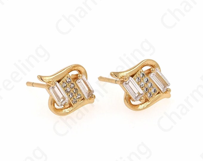 Micropavé CZ Eye Earrings,Earring Pendant,Eye Studs, Lucky Eye Earrings,18K Gold Filled Eye Earrings, Gift For Her, 12.3x9.5x2.5mm