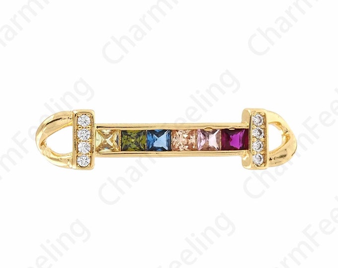 Bar Connectors,Dumbbell Connectors Micropavé CZ Bar Connectors 18K Gold Filled Bracelet Necklace Connectors, DIY Jewelry Supplies,33.7x8x3mm