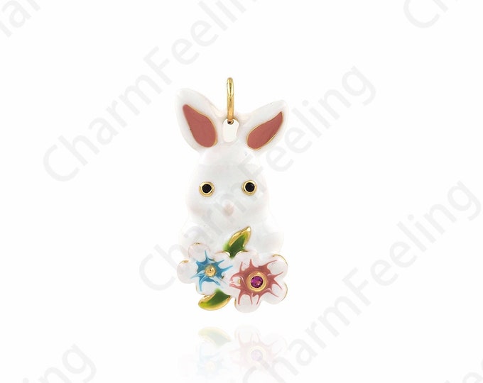 3D Rabbit Pendant,18K Gold Filled Rabbit Pendant,Rabbit Necklace, Gold Rabbit Necklace, Animal Charm, DIY Jewelry Accessories, 11.5x26x4.5mm