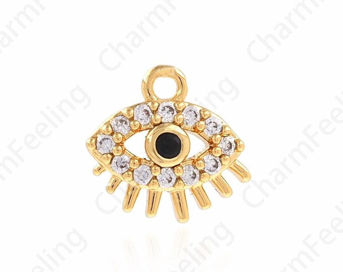 Eye Shape Pendant,18K Gold Filled Oval Charm, Micropavé CZ Eye Charm, Oval Eye Pendant,DIY Jewelry Supplies,8x7.5x2mm
