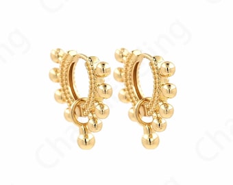 18K Gold Filled Round Earrings,Micropave CZ Gold Earrings,Zircon Earrings,Hollow Earrings,DIY Jewelry Accessories,18.6x18x2.7mm