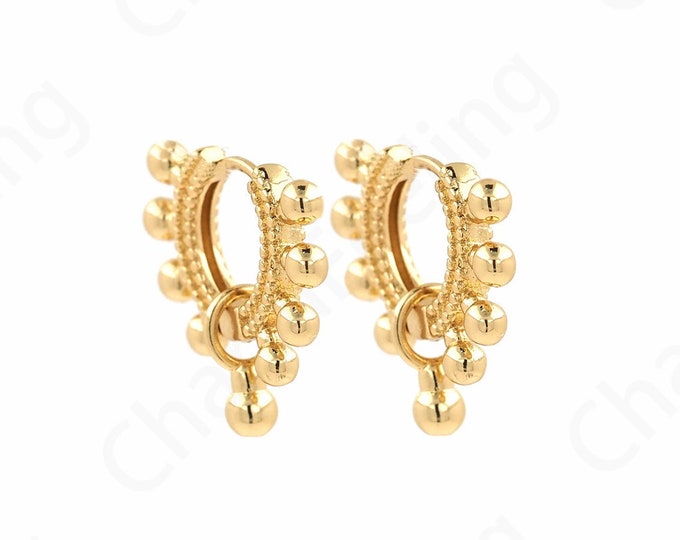 18K Gold Filled Round Earrings,Micropave CZ Gold Earrings,Zircon Earrings,Hollow Earrings,DIY Jewelry Accessories,18.6x18x2.7mm
