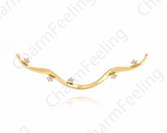 Leaf Pendant, 18K Gold Filled Branch Necklace, Branch Charm,Plant Alone,Plant Charm,DIY Jewelry Making Accessories,13x40x2mm