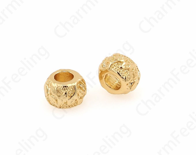 10PCS,Alloy Ball Beads, 18K Gold Filled Aolly Round Beads,Gold Round Beads, Bracelet Beads, DIY Bracelet Necklace Jewelry Making,10x6.5mm