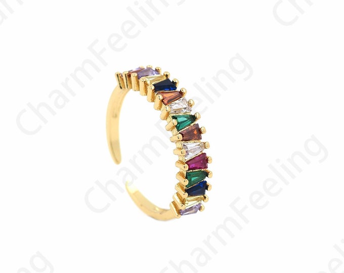 Micropavé CZ Minimalist Thin Ring, 18K Gold Filled Daily Ring, Adjustable Ring, Stackable Ring, Gold Open Ring, Simple Charm