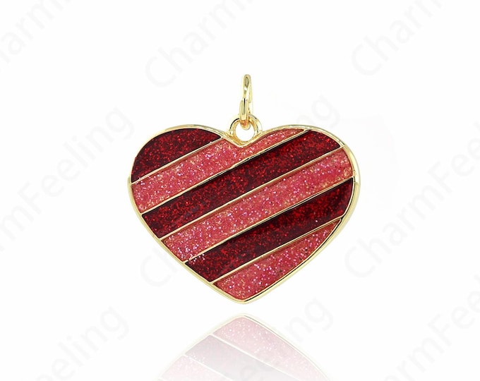 Enamel Heart Charm,Enamel Heart-Shaped Pendant, Heart-Shaped Necklace, Enamel Charm DIY Jewelry Making Accessories 20.5x21x2mm