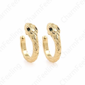 Cubic Zirconia Gold Earrings,18K Gold Filled Snake Earrings,Animal Earrings,DIY Jewelry Making Accessories 15.2x14.8x5mm