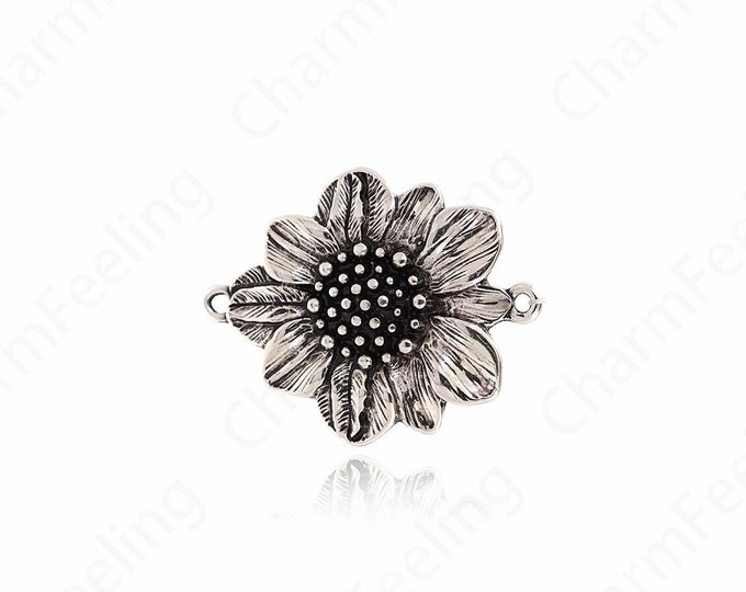 Antique Silver Flower Connector, Alloy Flower Connector,Silver Filled Flower Jewelry,Rose Connector, Used for Jewelry Products,36.8x29.5x4mm