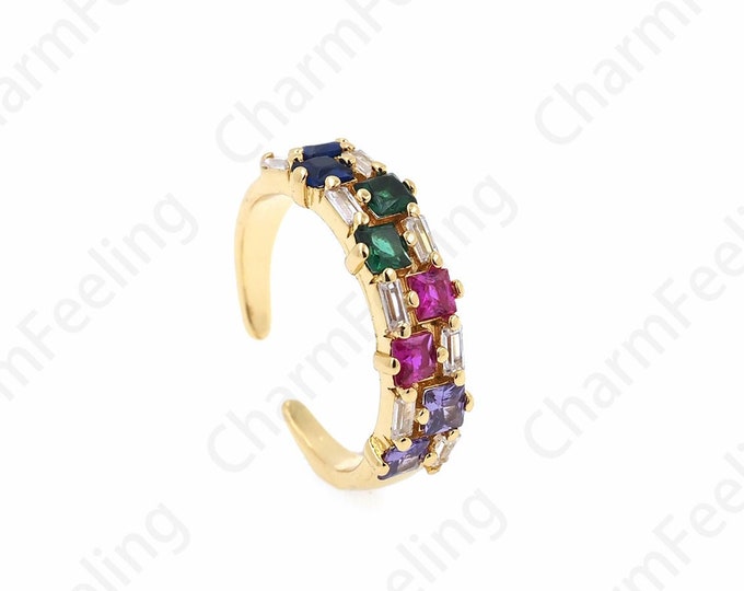 Simple Charm,Gold Open Ring, Adjustable Ring, Stackable Ring, 18K Gold Filled Daily Ring, Micropavé CZ Minimalist Thin Ring,