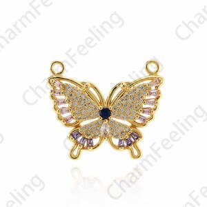 Butterfly Charm,Micropavé CZ Animal Pendant Insect Charm,18K Gold Filled Butterfly Pendant,DIY Jewelry Accessories 22x25.5x3.5mm