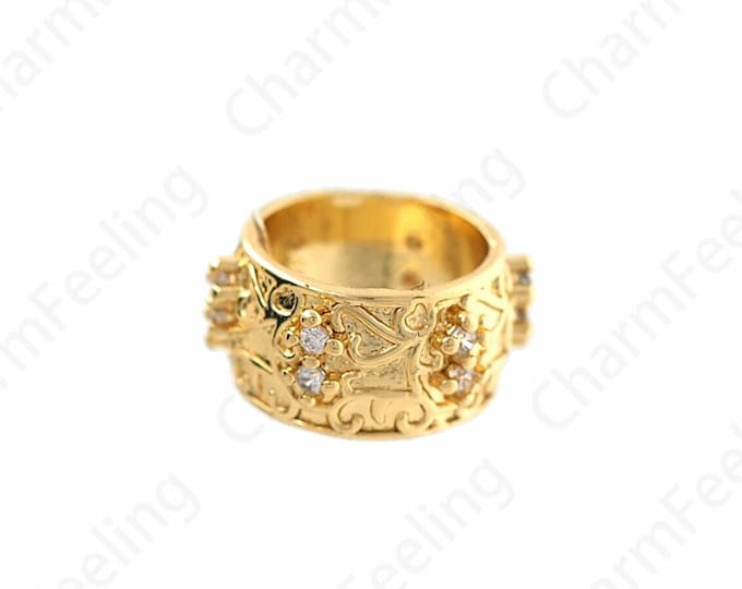 Rings Spacer Beads,Large Hole bead,18K Gold Filled Round Spacer Beads DIY Jewelry Supplies,13.6x6.5mm