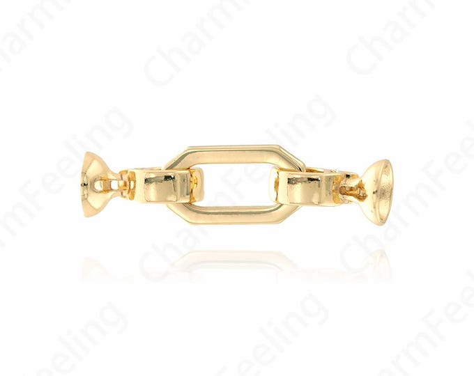Gold Twist Connector, 18K Gold Filled Square Connector,Bar Chains Connector, DIY Bracelet Necklace Accessories,34.2x9x1.5mm