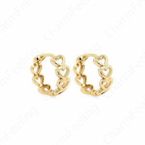 1 paar, 18K goud gevulde ronde oorbellen, eenvoudige hartvormige oorbellen, sierlijke gouden oorbellen, een cadeau voor haar, 14x15x5mm