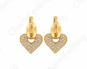 Love Earrings, Hoop, 18K Gold Filled Heart Earrings, DIY Jewelry Accessories 15.7X25X3mm