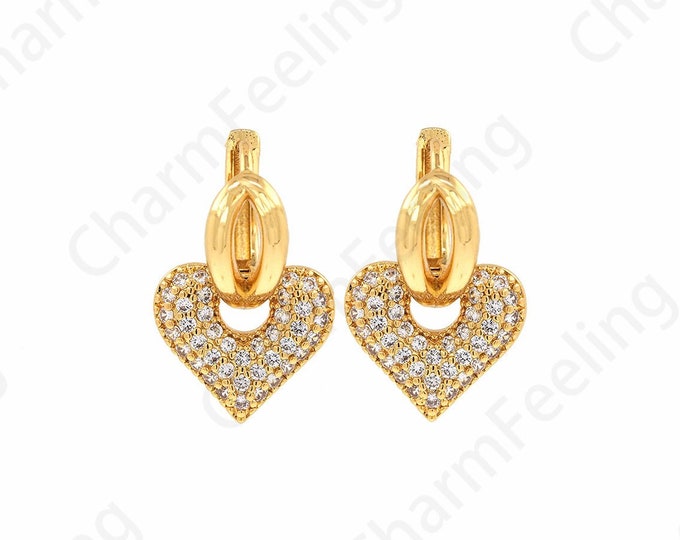 Love Earrings, Hoop, 18K Gold Filled Heart Earrings, DIY Jewelry Accessories 15.7X25X3mm