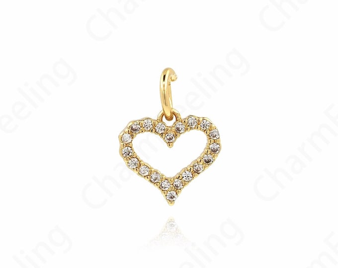 Hollow Heart Pendant, 18K Gold Filling Gold Heart-Shaped Pendant, Heart-Shaped Necklace,Heart Charm,DIY Jewelry Supplies,13x10x1.8mm
