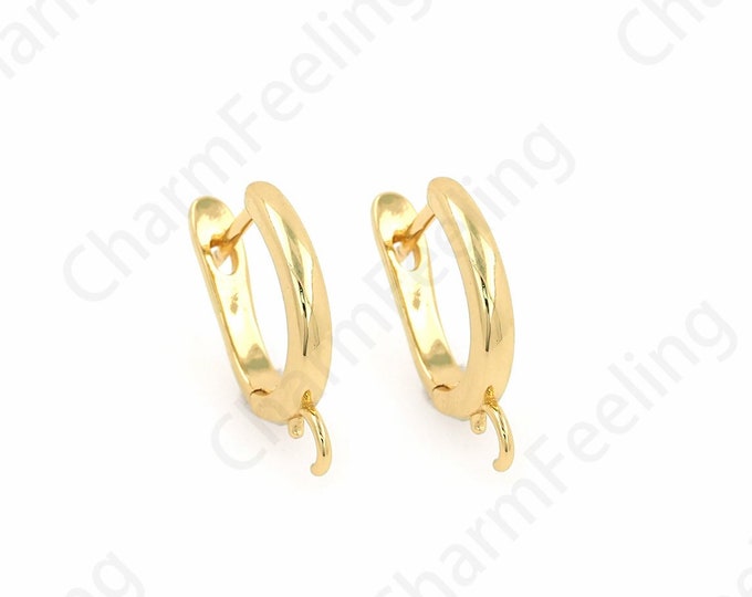 1 Pair,Thin Earrings, Earring Accessories, Drop Earmuffs,Simple Earring Accessories, 18K Gold Filled Round Earrings, 12.5x20.5x2.5mm