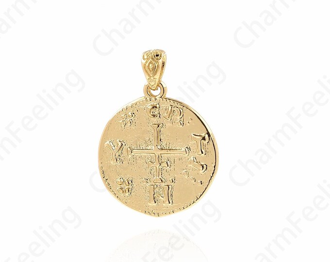18K Gold Filled Round Necklace Round Pendant Disc Necklace Compass Pendant Compass Necklace Bracelet Personalized Jewelry 25x19x2mm