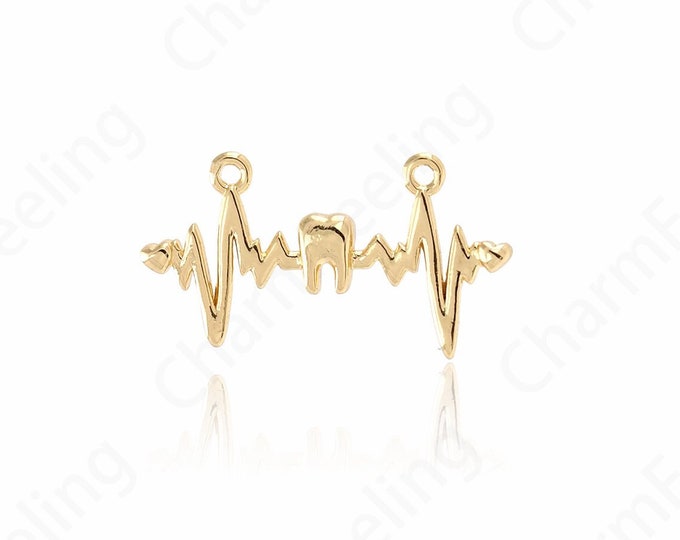 Heartbeat Pendant,LOVE Pendant,18K Gold Filled Long Necklace,Love Necklace,Micropavé CZ Love Charm,DIY Jewelry Accessories 25x14x2mm