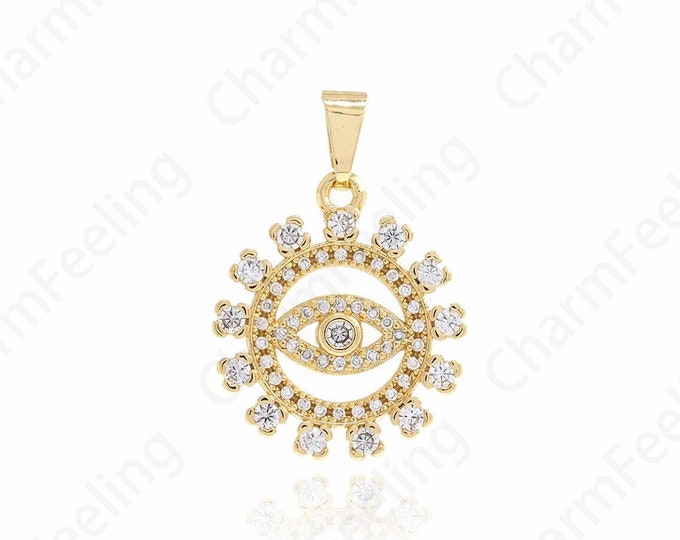 Eye Medal, Eyes On Coin Necklace,Eye Charm, Eye Pendant, DIY Jewelry Making Accessories 26.8x18.8x2.5mm