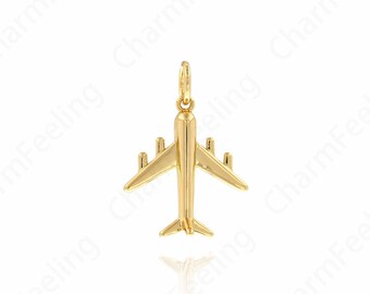 Airplane Pendant,Dainty Flying Charm,Fighter Charm,Travel Pendant,18K Gold Filled Airplane Charm,DIY Jewelry Accessories,20x14.5x2.7mm