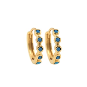 Round Earrings,Micropaved CZ Gold Earrings,Turquoise Earrings, 18K Gold Filled Hollow Earrings,DIY Earring Accessories,12.5x13.5x2.5mm