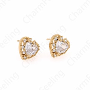 Herzförmige Ohrringe, 18K Gold Gefüllt Liebe Ohrringe, Mikropaved CZ Liebe Ohrringe,Liebesanhänger, Ein Geschenk für Sie,10x10.5x4mm